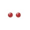 Aretes de Plata Esterlina S925 con Cuentas de Concha Roja Ankora, Femeninos y Versátiles Primavera y Verano Pequeños Aretes Redondos de Frijol Rojo para Perforación de Oreja