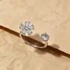 Anillo abierto de plata de ley 925 con exquisita flor de circón, anillo de joyería de diseño de alta gama estilo coreano para mujer