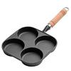 Olla para Omelette Hierro Fundido Cuatro Hoyos Sartén Molde para Huevo Hamburguesa Sin Recubrimiento No Fácil de Pegar Olla Cocina de Inducción Gas Universal