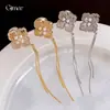 Brincos de Franja com Flor de Zircônia Banhados a Ouro Real 18K e Pérolas, Luxo Acessível e Presilhas de Orelha de Alta Qualidade para Mulheres Sem Furos na Orelha