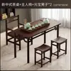 Juego pequeño de mesa de té y sillas para balcón de apartamento pequeño, sala de estar del hogar, estilo chino nuevo, escritorio de escritura y caligrafía para oficina
