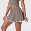 Falda de Tenis Transfronteriza de Secado Rápido Bloque de Color Antirozaduras Ligera Base Transpirable Bolsillo Falda Línea A Running Deportes Fitness Falda