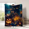 Manta de franela temática de Halloween con estampado digital, exclusiva para ventas transfronterizas, disponible para envío directo de artículos individuales, adecuada para siestas en la oficina y uso con aire acondicionado
