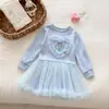 Vestido Aisha estiloso de manga comprida para meninas com tule para primavera e outono, novo vestido de princesa 2026 para bebês meninas, roupa de outono da moda