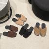 Pantuflas Mule Tejidas de Estilo Francés con Tiras Cruzadas Planas Huecas para Mujer, Mules Slip-On de Punta Cuadrada para Uso Exterior