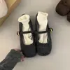 Zapatos de Felpa de Lana Individuales Zapatos Mary Jane para Mujer 2026 Otoño Invierno Nuevos Zapatos de Piel de Aroma Pequeño Zapatos de Algodón Cálidos para Exteriores para Mujer