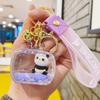 Llavero acrílico con forma de panda y arena movediza, famoso en Internet, con forma de botella y bonito pato engrasado, colgante para bolso, pequeño regalo.
