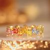 Anillo Plateado Azúcar Arcoíris Serie Arcoíris para Mujer Chapado en Oro con Cristal de Color Cristal ins Anillo Avanzado Punto