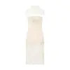 Ropa Europea y Americana Transfronteriza para Mujer AliExpress Venta Caliente Moda Cuello de Encaje con Abertura Vestido Bustier