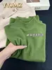 Top Básico de Color Sólido de Cuello Alto y Manga Larga para Mujer Otoño Invierno Diseño Minimalista de Nicho Corte Ajustado Versátil Top Petite de Moda