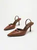 Atacado tecido estampa pedra moda sapatos femininos de salto alto elegante versátil bico fino bico fechado sandálias de salto fino outono nova chegada transfronteiriço