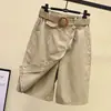 Pantalones Falda de Pierna Ancha con Cintura Elástica de Verano 2024 Nuevo Estilo Coreano Moda Casual Pantalones Rectos de Cuarto Faldas de Cintura Alta