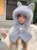 Sombrero para Mujer 2026 Invierno Nuevo Estilo Orejas de Conejo Lindas Bufanda y Guantes de Felpa Todo en Uno Caliente Protección para Orejas Calentador de Cuello