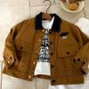 Jaqueta Infantil 25 Outono Nova Estilo Coreano Jaqueta de Lapela para Bebê Moda Infantil Letra Casual Top de Outono