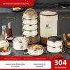 Caixa de Almoço Isolada Multicamadas de Aço Inoxidável 304 Caixa Bento para Trabalhador de Escritório Estudante Caixa de Almoço Portátil Recipiente Isolado de Grande Capacidade Arroz