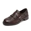 Mocassins de Couro Genuíno com Franjas para Mulheres 2026 Primavera Novo Estilo Jk Preto Slip-On Sapato de Couro Brogue Britânico