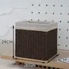 Caixa de Armazenamento Estilo Japonês, Cesta de Armazenamento para Sala de Estar e Quarto, Cesta de Armazenamento de Palha e Rattan Sintéticos, Cesta de Armazenamento para Armário de Casa
