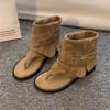Sandalias de Tanga Cortas de Cuero Suave Versión Retro para Mujer 2025 Nuevo Verano Moda Versátil de Nicho Sandalias de Moda con Suela Gruesa