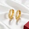 Pendientes de lujo ligero transfronterizos Xuping europeos y americanos, aleación de cobre chapada en color 24k, forma redonda geométrica, pendientes simples de imitación de oro