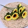 Simulación de pequeño ramo de girasol, decoración del hogar, flor artificial de seda, accesorios de fotografía, flor de simulación de girasol grande