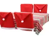 Fundas de Silla Navideñas de Tela No Tejida Roja Transfronterizas, Decoraciones de Mesa Navideñas, Gorros de Navidad, Suaves al Tacto, Decoración de Lugar