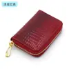 Camada Superior de Couro Bovino RFID Porta-Cartões Múltiplos Porta-Cartões Masculino Porta-Cartões Feminino Couro Patenteado Zíper Carteira de Couro Anti-roubo Escova