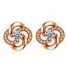 Novos Brincos de Moinho de Vento Giratório de Zircônia da Moda Estilo Coreano Brincos Elegantes de Moinho de Vento Trevo de Quatro Folhas Joias Atacado