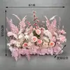Arreglo floral de piso para boda, decoración de fila de flores rosas, flores de boda, flores artificiales, decoración de pasillo, ambientación, arte floral de escenario T