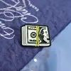 Broche Criativo de Moeda de Ouro Acessórios para Roupas Alfinete de Lapela Emblema de Metal Notas de Banco Forma Verde Europeia e Americana Medalha Roupas