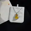 Colgante de Calabaza Hoja con Incrustaciones de Calcedonia Verde Hielo Plateado Colgante de Collar de Ágata Verde Huevo de Paloma Jade