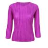 Roupas Básicas Femininas Miyake 2026 Primavera Novo Estilo Coreano Fashionável Versátil Design de Manga Longa Nicho Chic Maduro Top para Mulheres