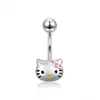 Novo Anel de Umbigo Rosa Gatinho Kt em Aço Inoxidável Estilo Europeu e Americano, Piercing de Umbigo Doce Cool Estilo Hot Girl Tendência