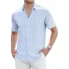 Amazon Comercio Exterior Camisa de Manga Corta Retro para Hombre Rayas Casual Negocios Viaje Versátil Ropa para Hombre Una Pieza Venta al por Mayor