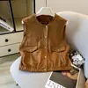 Nova jaqueta colete curta de camurça para outono para usar em camadas com tops versáteis