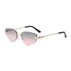 Gafas de Sol Nuevas de Metal Transfronterizas para Mujer, Gafas de Alta Gama Anti-UV, Moda para Fotografía Callejera, Gafas Versátiles sin Montura para Mujer