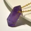 Collar Colgante Hexagonal de Cristal Más Vendido de Amazon para Mujer, Collar de Ágata de Cuarzo Rosa de Alta Gama Dorado Que No Se Desvanece