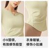 Nueva Camiseta Ajustada de Manga Corta con Cuello Redondo en V para Mujer, de Secado Rápido, para Pilates y Deportes, Ropa para Correr y Yoga