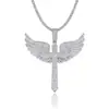 Collar de ángel personalizado de moda hip-hop con moissanita, alas de diosa, colgante de plata S925, collar para hombre estilo callejero rap