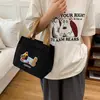 Bolsa de Lona para Mulheres, Grande Capacidade, Bonita e Versátil, Adequada para Estudantes, Bolsa de Compras com Tema de Cachorro, Bolsa para Lancheira, Bolsa de Lanche Portátil