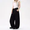 Jeans Retro Americanos de Mezclilla Cruda Negro Deconstruidos con Parches de Cimitarra para Mujer, Pantalones Anchos Holgados Nuevos