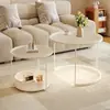 Mesa de centro de vidro arco-íris estilo creme para salas de estar pequenas, design moderno simples, mesas redondas da moda em vários tamanhos