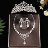 Tiara de Novia Corona Barroca Accesorios para Vestido de Gasa Corona de Cumpleaños de Princesa Boda Coreana Accesorios para el Cabello de Boda de Tres Piezas