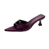 Sapatos de Salto Femininos Europeus e Americanos Novos Slip-On Nicho Comércio Exterior Salto Alto, Estilo Casual Francês de Verão, Tamanho Grande Atacado