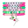 Pulsera para el Día de San Valentín Transfronteriza AliExpress Venta al por mayor Corazón de Amor Flor de Arcilla Blanda Pulsera de Cuentas con Letras Set de Joyería de Comercio Exterior
