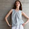 Colete de Linho Europeu e Americano Transfronteiriço Bainha em Linha A Verão Feminino Elegante Solto Sem Mangas Costas Abertas Design Top de Linho