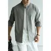 Camisa de Lana Simple Americana con Cuello Alto de Manga Larga para Hombre 2026 Otoño Fácil de Cuidar Resistente al Desgaste Caída Camisa Casual