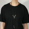 Colar Casual Versátil Estilo Vintage Novo Transfronteiriço Europeu e Americano Joia Unissex Corrente de Couro para Suéter Design Criativo de Águia