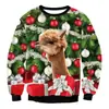 Moletom de Gola Redonda Estilo Casal para Exportação Transfronteiriça Europeu e Americano Estampado 3D Véspera de Natal Top de Manga Comprida de Natal Fábrica de Origem