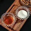 Prato de Temperos para Panela Quente de Vidro Transparente com Design de Renda de Pontos de Pérola, Prato Pequeno Multifuncional para Cozinha Doméstica, Prato para Molho