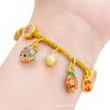 Accesorios de Pulsera para Familia de Tres Esmalte Azul de Venta Caliente en Transmisión en Vivo, Adornos de Flor de Loto del Dios de la Riqueza de Cinco Vías, Agujero Pasante DIY